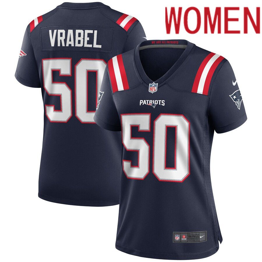 Women New England Patriots 50 Mike Vrabel Nike Navy Game Retired Player NFL Jersey